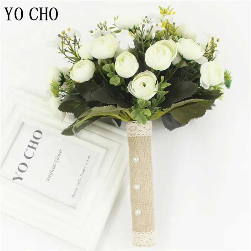 Ramo de novia de rosas de té artificiales, ramo de novia para damas de honor, flores de boda, accesorios de matrimonio