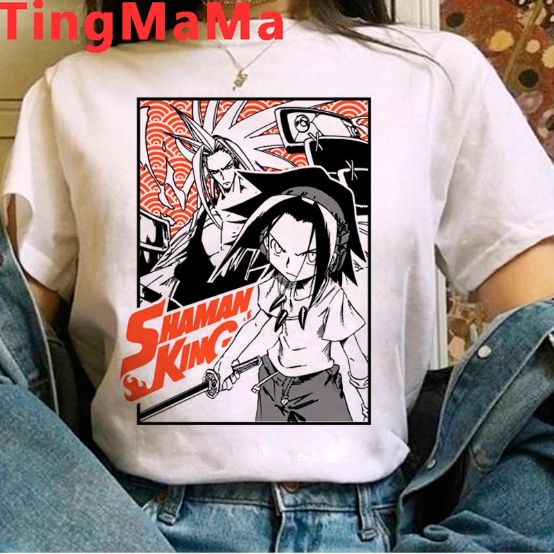 New Japanese Anime Shaman King T Shirt Men Kawaii Cartoon Graphic Tees Hip Hop Unisex Tops Men's T-shirt Harajuku Tshirt Male