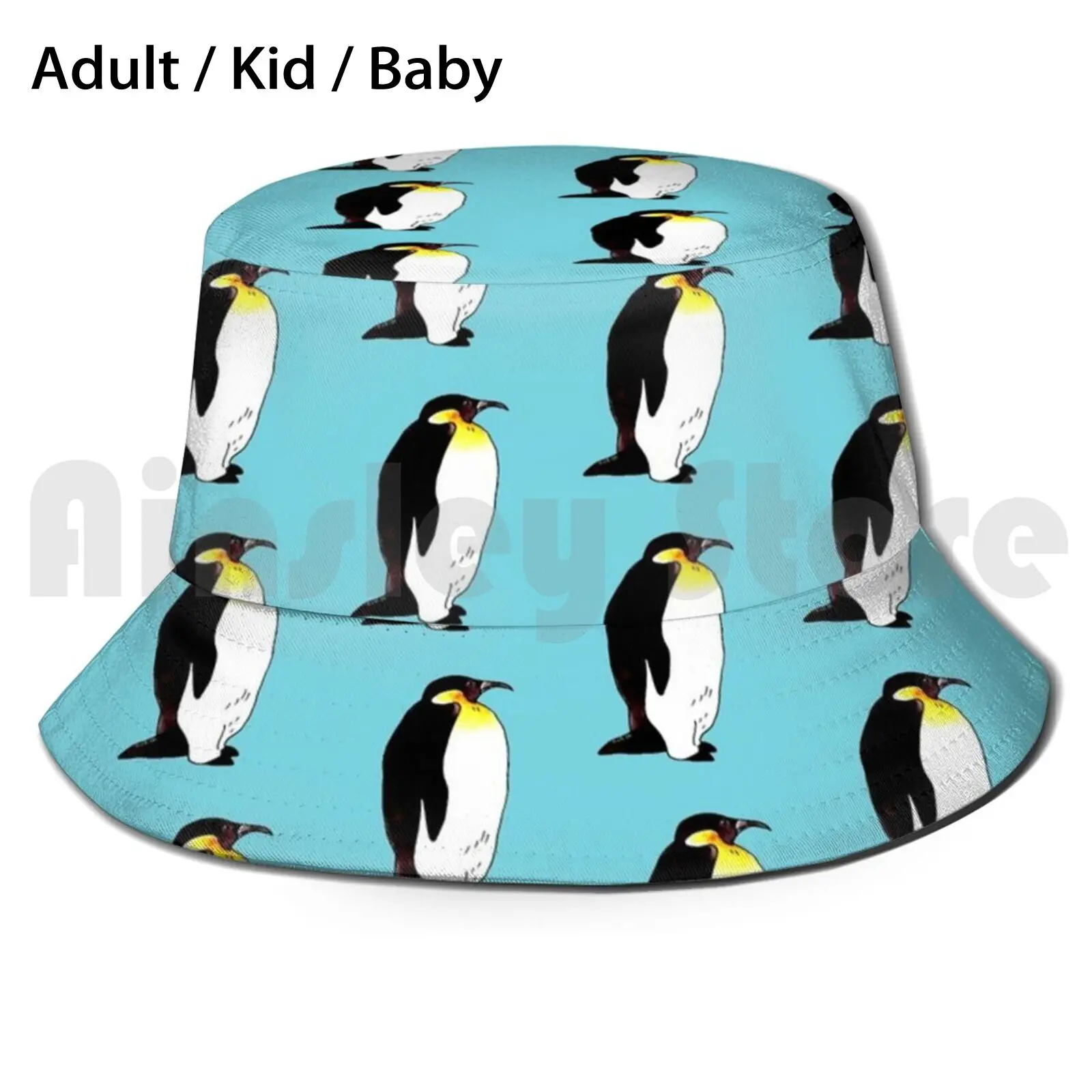 Emperor Penguin Illustration Sun Hat Foldable UV Protection Penguin Penguins Emperor Penguin Penguin Drawing Black