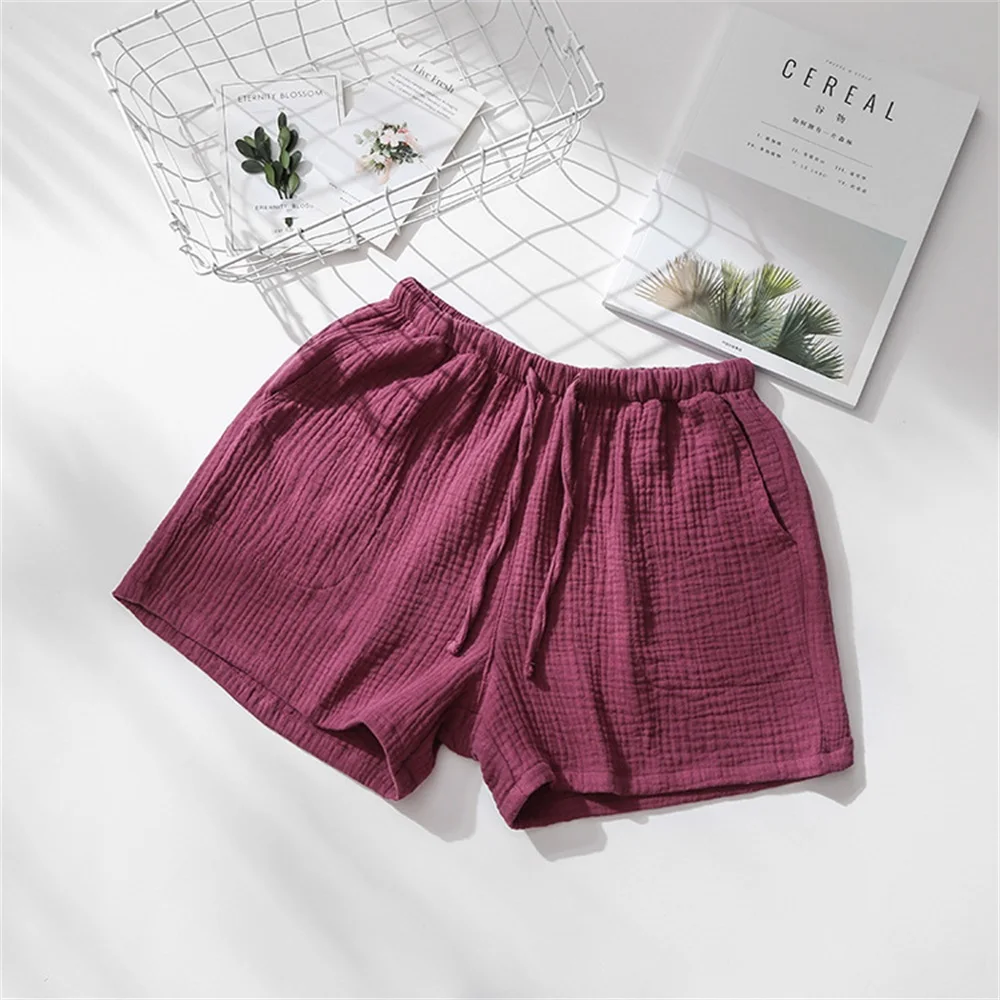 Sleep Bottoms Couples Home Pants Women Men Cotton Gauze Pajama Pants Drawstring Solid Casual Shorts Loose Pyjamas Lounge Wear