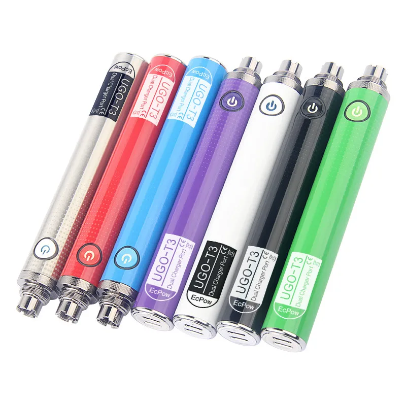 Original 1300mAh Dual USB Charger Port Battery Preheat VV 510 Thread Vape Electronic Cigarette Hookah UGO T3  Rechargeable  Pen