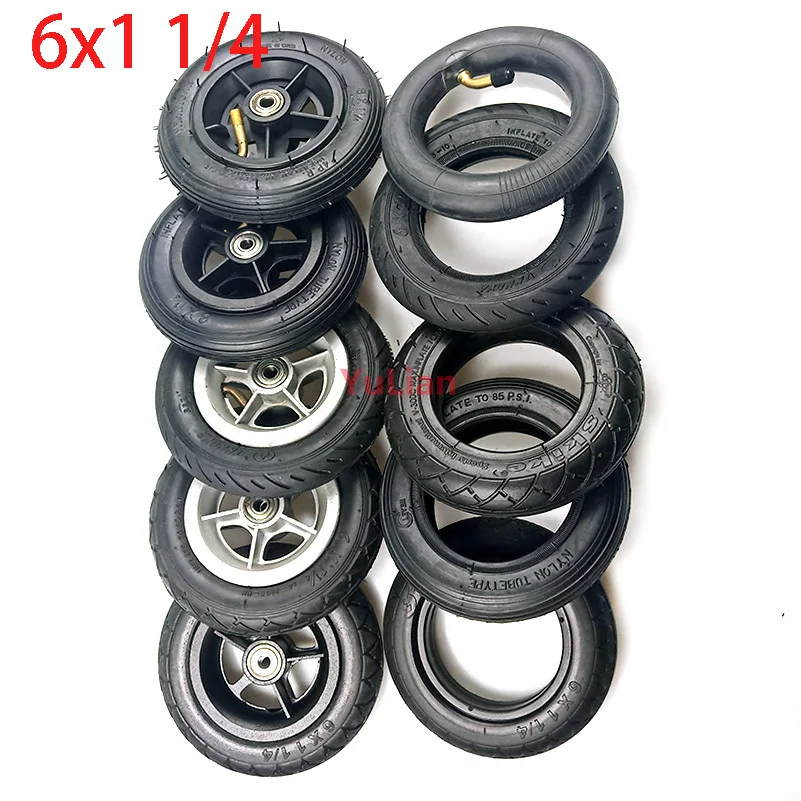 6x1 1/4 tyre 6 Inch Pneumatic Tire Motorcycle 150MM Scooter Inflation Wheel With Hub With Inner Tube Electric Scoot