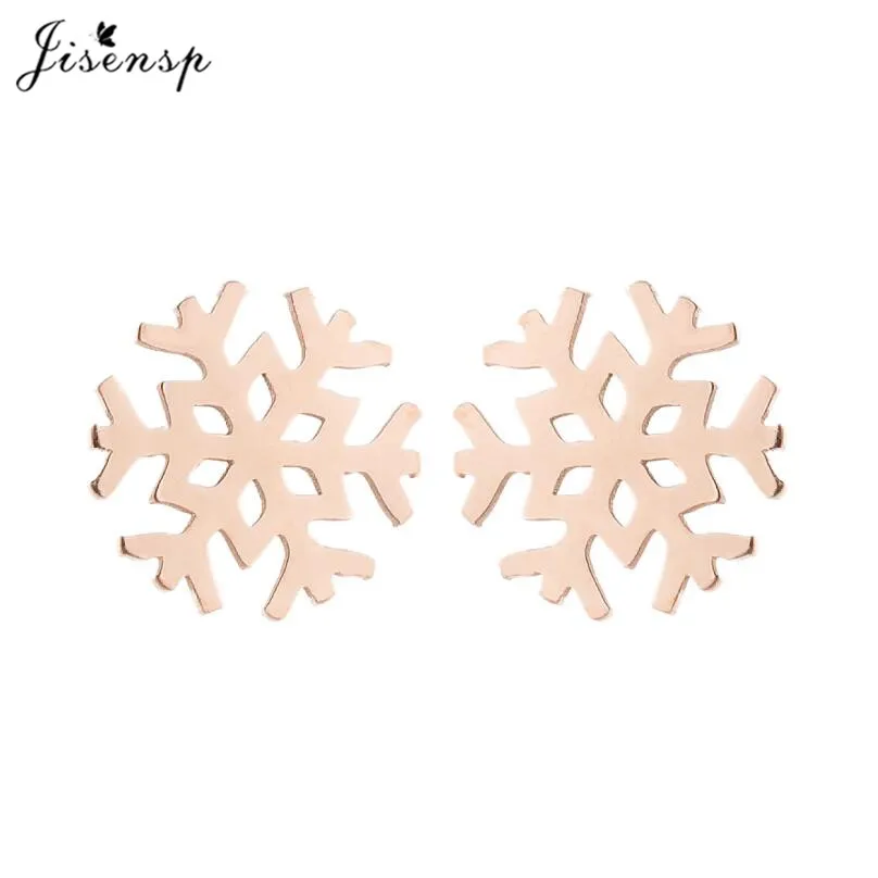 Jisensp Simple Fashion Snowflake Stud Earrings for Women Girls Geometric Christmas Earrings Christmas Jewelry brinco feminino