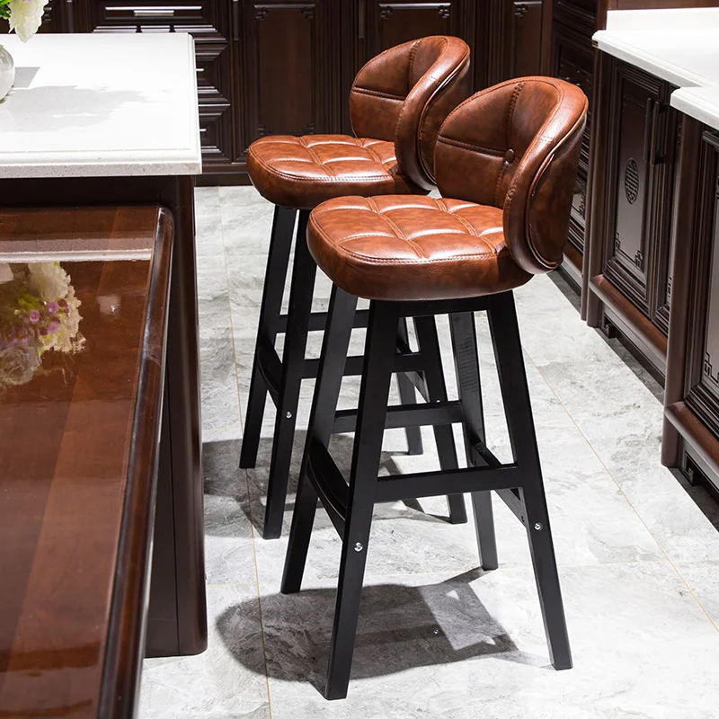 Bar chair modern minimalist solid wood bar stool high stool creative bar stool Nordic home high stool