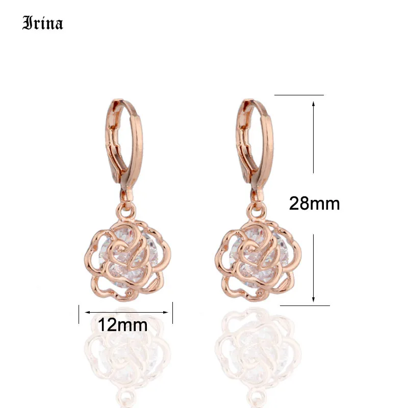 Irina Fashion Design Jewelry Sets Cubic Zircon Hypoallergenic Rose Gold Color Necklace/ Earrings Wedding Jewelry Sets for Women