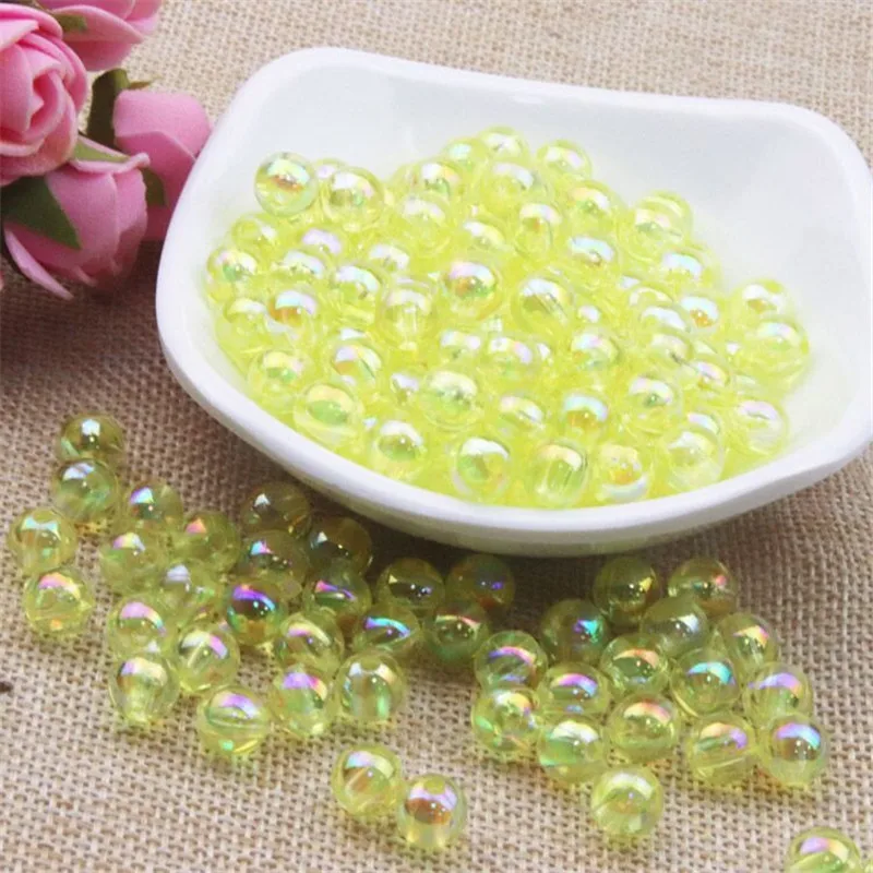 6/8/10mm AB Transparent Color Round Acrylic Bead Loose Spacer Beads for Making Bracelet Necklace Jewelry Accessories 100pcs