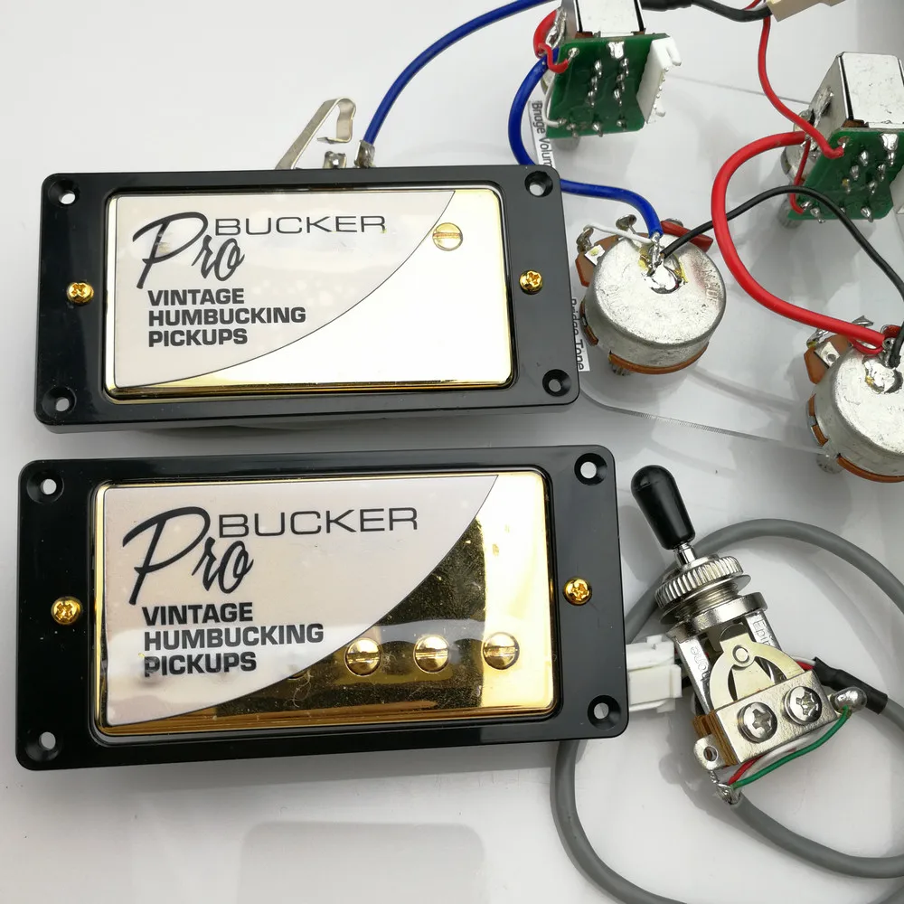 Double coil pickup 1 Set  Standard ProBucker AlnicoElectricGuitar Humbucker Pickups with Pro Wiring Harness For  Gold Cover