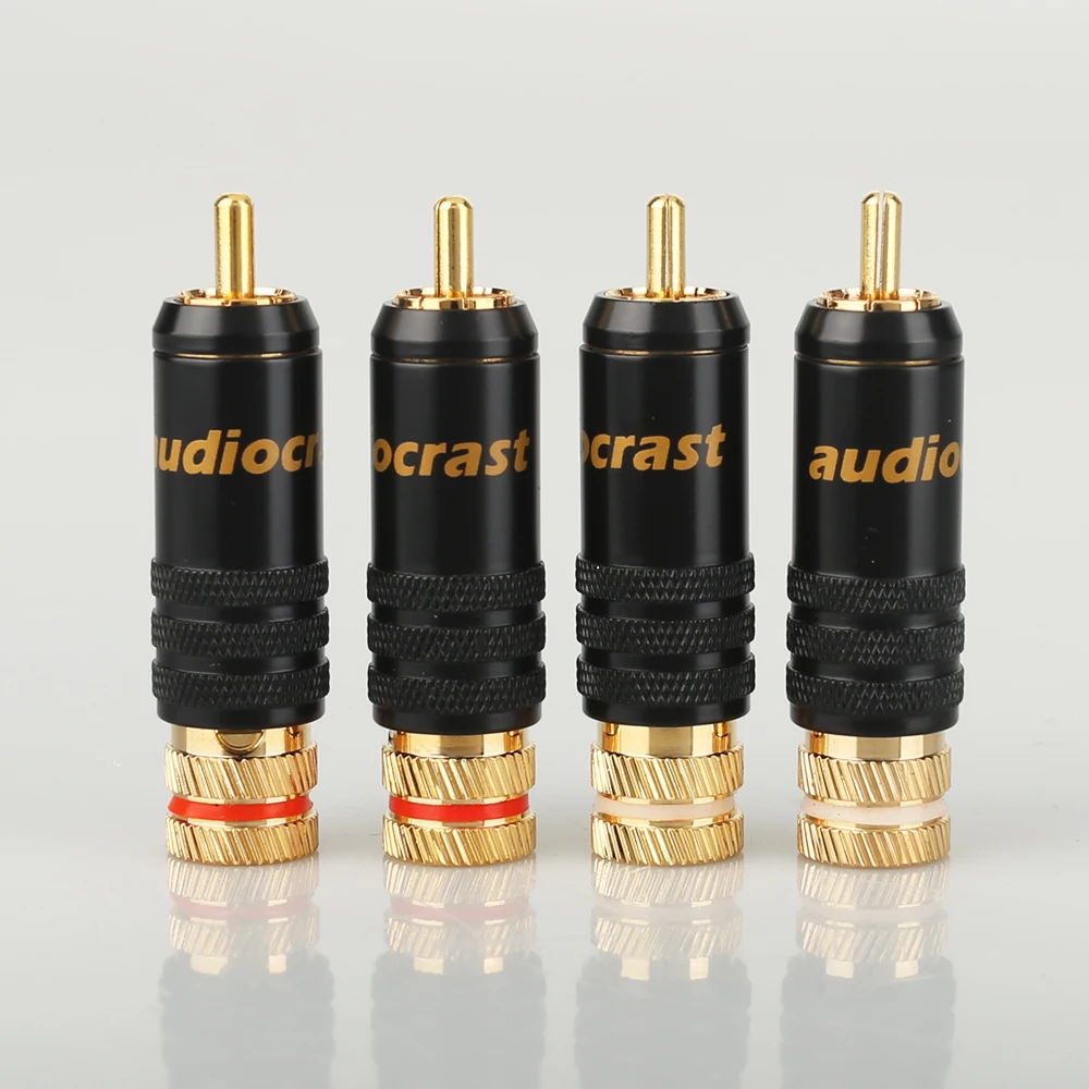 

Audiocrast 4pcs R008 24K Gold Plated RCA PLUG Audio Amplifier Adapter Signal Line Connector For DIY Audio Cable HIFI