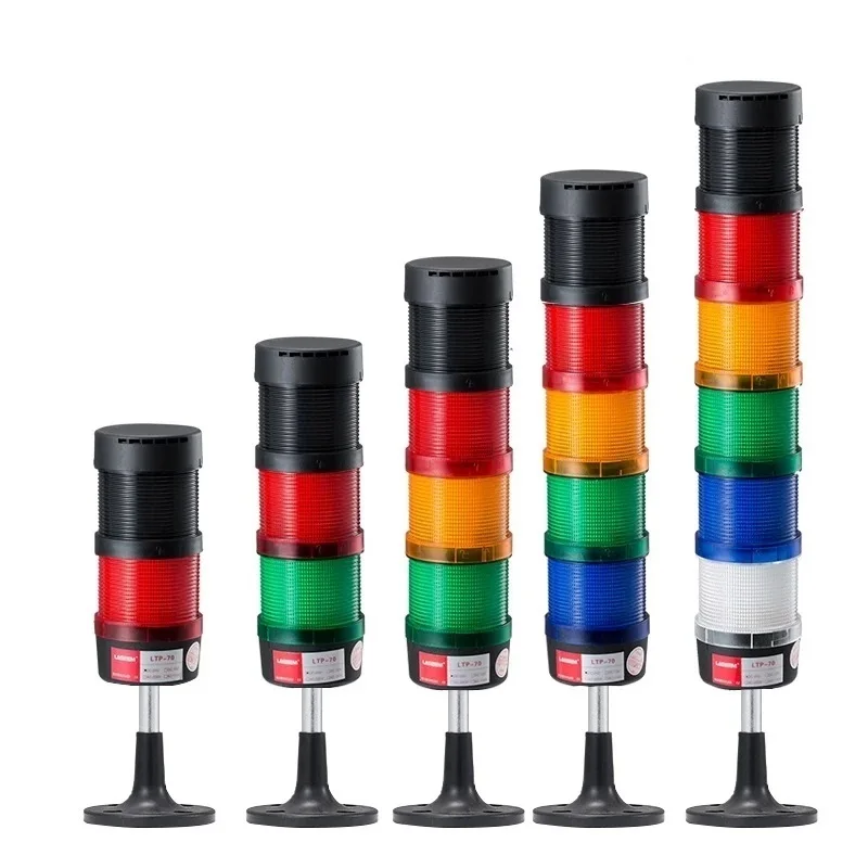 Stack Lamp Industrial Emergency Light Straight Rod Disk Base LED Warning Light Tower DC12V/24V AC110V/220V/380V with Buzzer