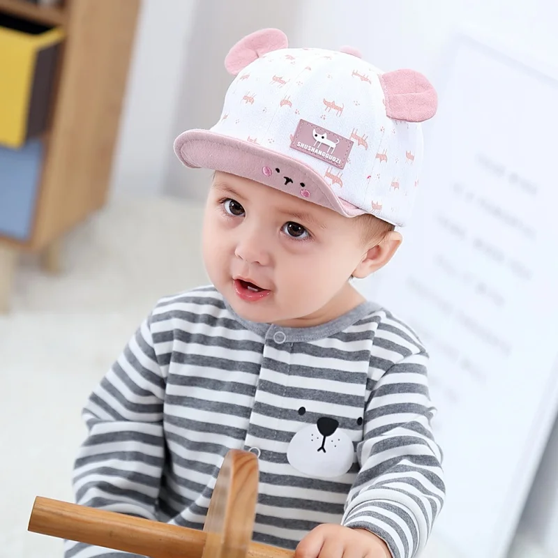 

Baby Boys Girls Duck Cap Summer Spring Breathable Infant Kids Sun Hat Bear Cute Cartoon Caps For 0-3 Years