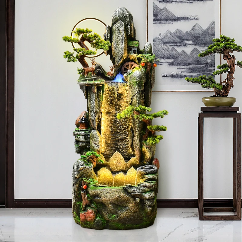 TT Zen Mountain Fountain Floor Lucky Decoration Living Room Balcony Fish Pond Rockery Entrance Decoration