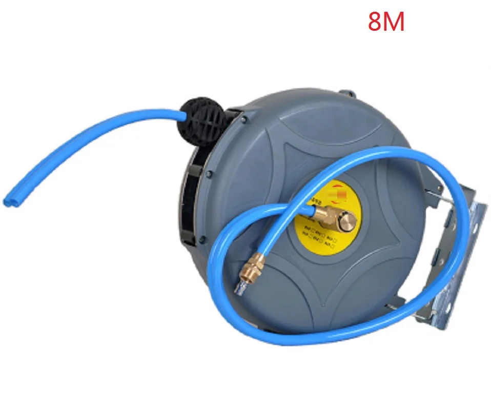 8-10M Water and air mixing double pipe drum winding device Automotive water hose reel, Automatic retractable telescopic winder P