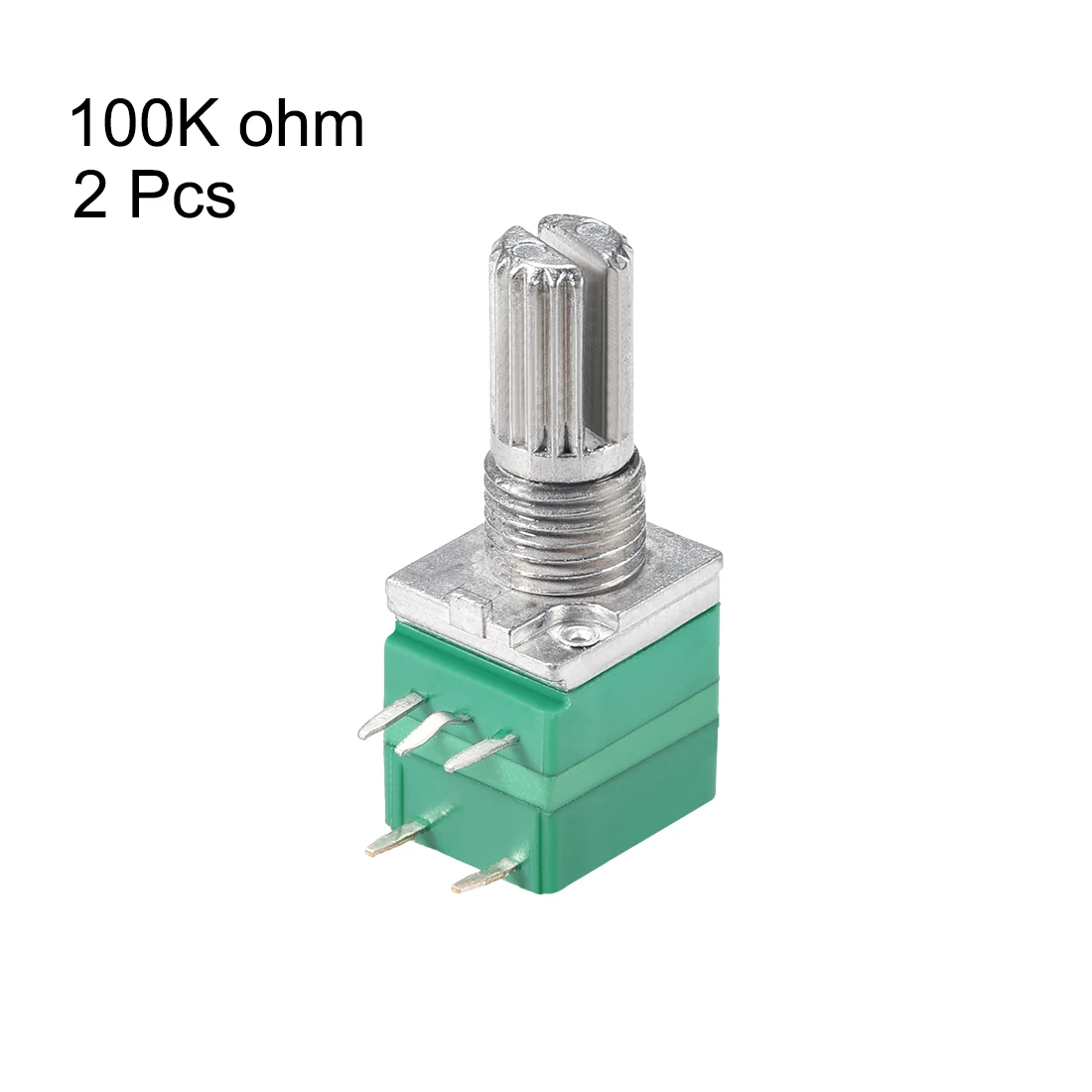 Uxcell 2pcs Potentiometer With Switch B100K Ohm Variable Resistors Single Turn Rotary Carbon Film Taper RV097NS