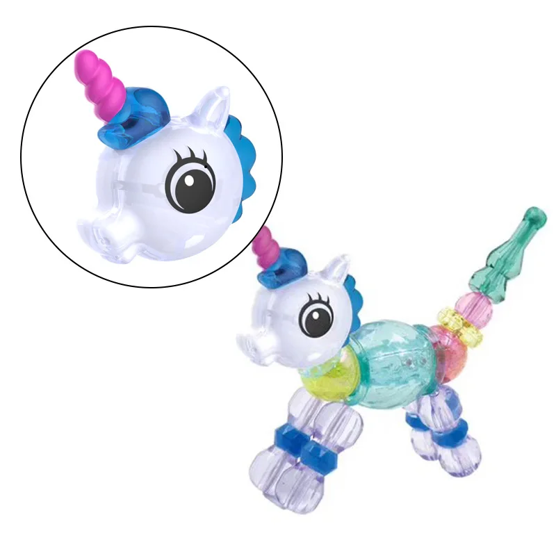 Magic Animal Unicorn Shape-Shifting DIY Bracelets Toys Magic Pets Beads Hangings Girls DIY Transformation Bracelet Necklace Toy