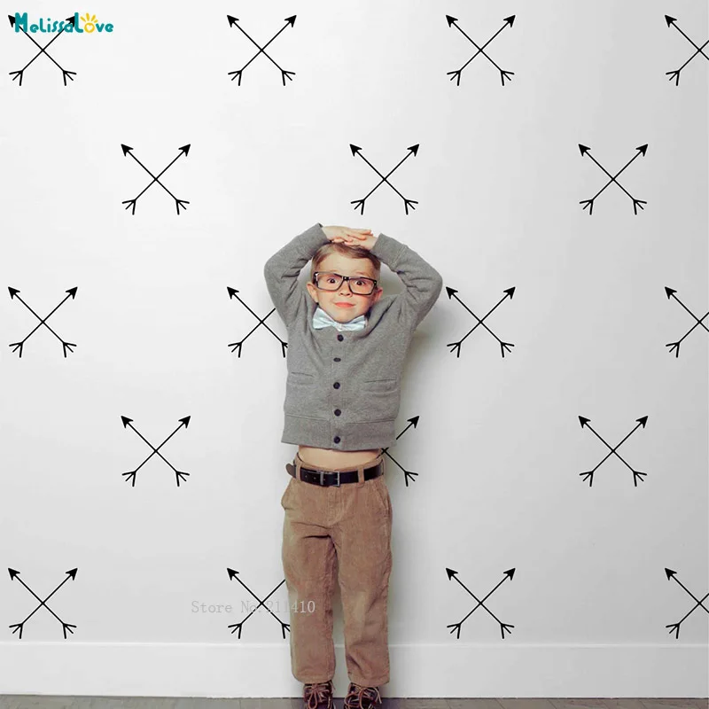 Vinyl Wall Sticker Crossed Arrows Pattern Decals For Kids Baby Room Nursery 3d Removable Lovely Art Murals Gift YT262