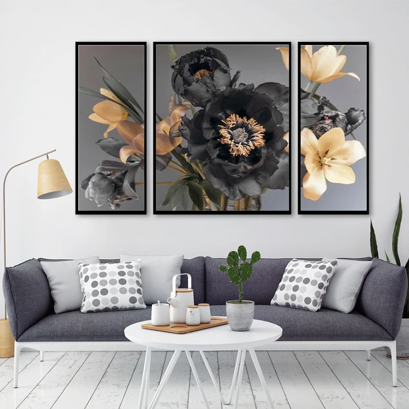 CHENISTORY 3PC  Framed Oil Picture By Numbers Handpainted Flowers Acrylic Paint Color On Canvas Home Wall Painting