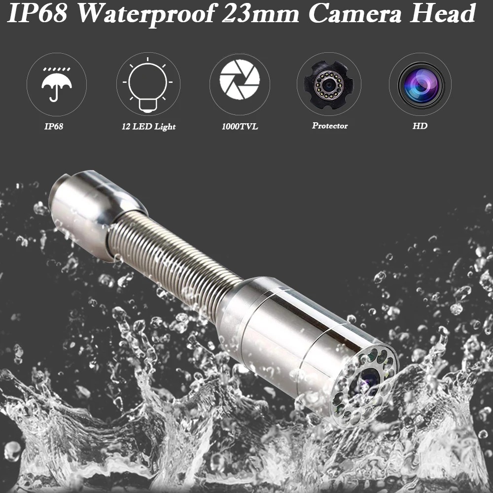 7นิ้วจอ LCD แบบพกพาท่อระบายน้ำท่อตรวจสอบ Endoscope กล้องวงจรปิดกล้องอุตสาหกรรมระบบ20M 12V4500mAh แบตเตอรี่