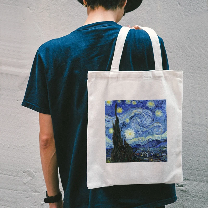 Van Gogh Shopping Bag Cotton Shopper Handbag New Bag Canvas 2021 Mama Tote Bag Canvas Reusable Shopping Classic