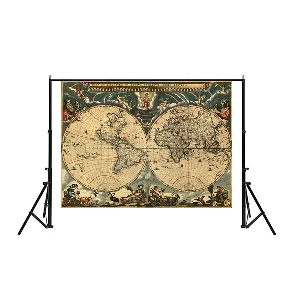 150x225cm Medieval Map Latin Portuguese Non-woven Waterproof Map Retro Style Decorative Map