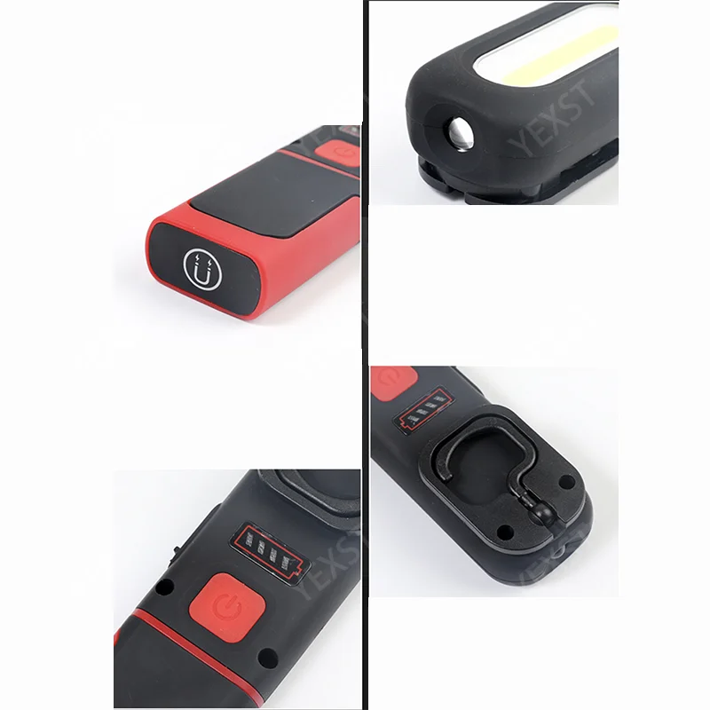 Magnetic COB LED Working Light USB Charging Flashlight Inspection Light Handy Torch Portable Lantern With Hook Mobile Power Bank