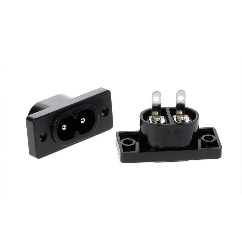 5 Pcs/1 Set IEC320 C8 Power Plug Black 2 Terminal Plug Power AC Input Socket 250 V 2.5A Hot Electrical Equipment