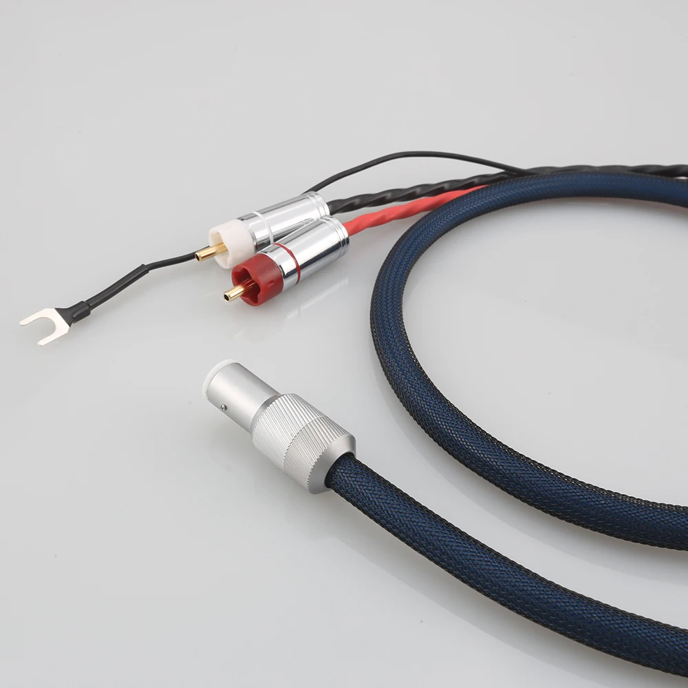 Audiocrast OFC Bạc Audio Phono Tonearm Cáp Spade Cắm Với Che Chắn RCA 5 Pin DIN XLR U Với Mặt Đất dây