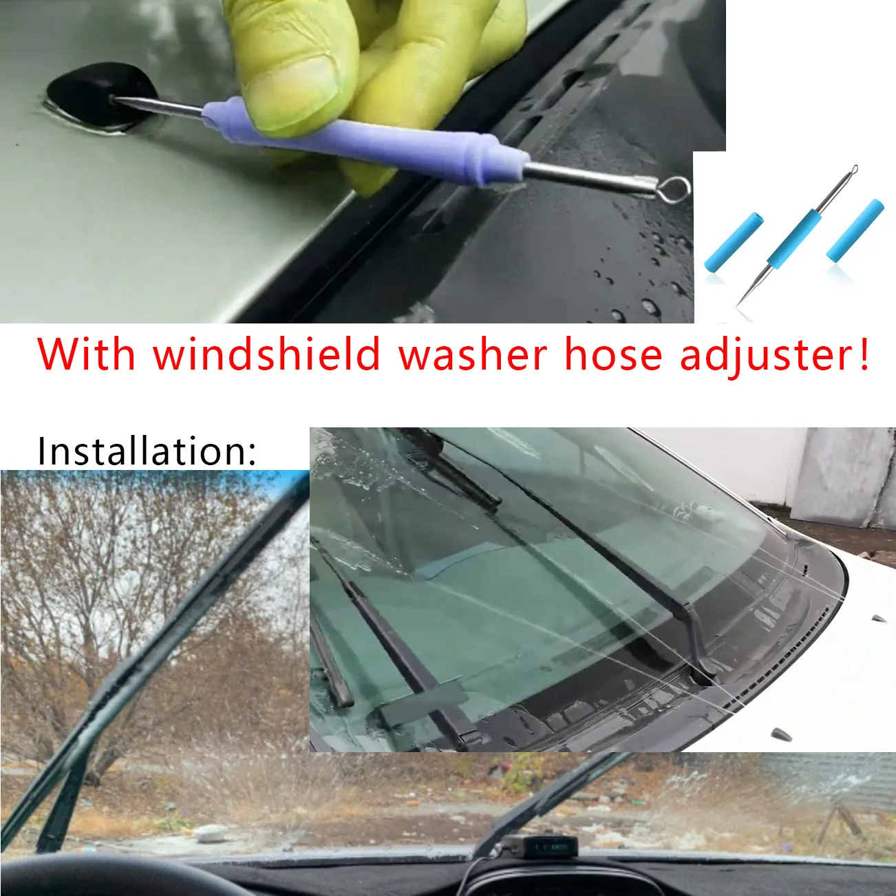 2x Universal Front Windshield Washer Wiper Nozzle Sprayer Sprinkler Water Spout Outlet For Toyota Mazda Hyundai Vauxhall Fiat