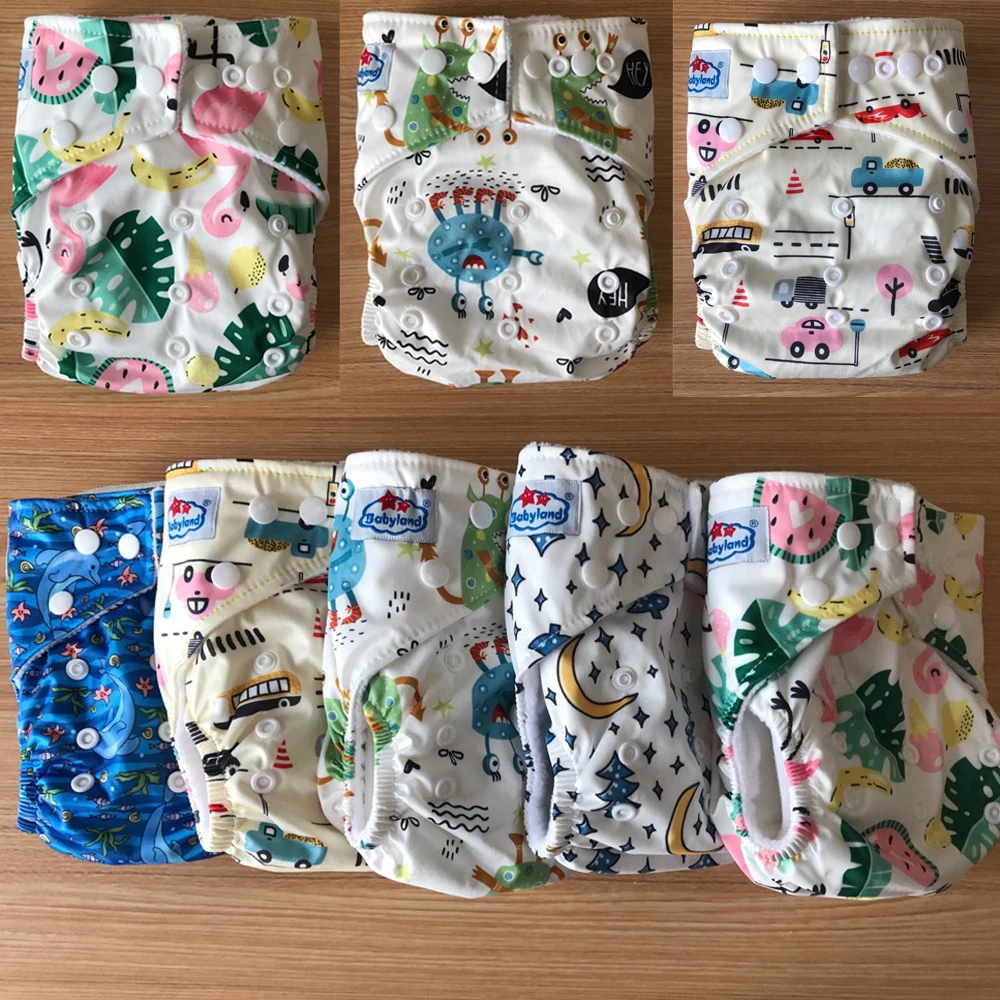 Nouvel arrivage! Couches en tissu pour bébé de 0 à 3 ans, taille unique, 4 pièces + Inserts en microfibre absorbants, couverture de couche-culotte 4 pièces