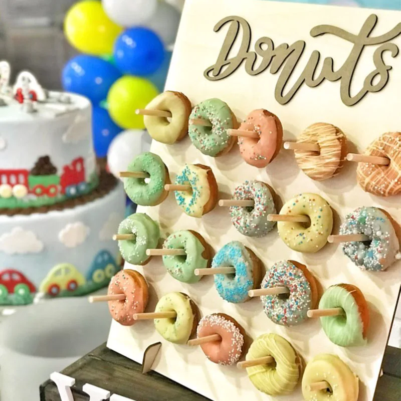 Cyuan Donut soporte de pared Donut exhibición de la boda decoración de la boda Dount partido Donut suministros para fiesta de cumpleaños decoración