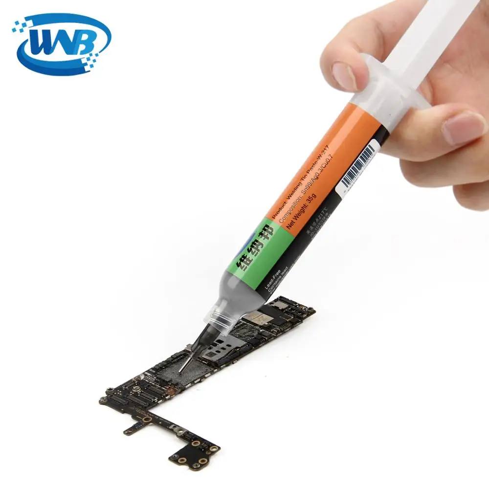 WNB 10cc Sn96.5/Ag3/Cu0.5 siringa saldatura senza piombo pasta di stagno punto di fusione 217 ℃ pasta per saldatura per riparazione componenti scheda madre