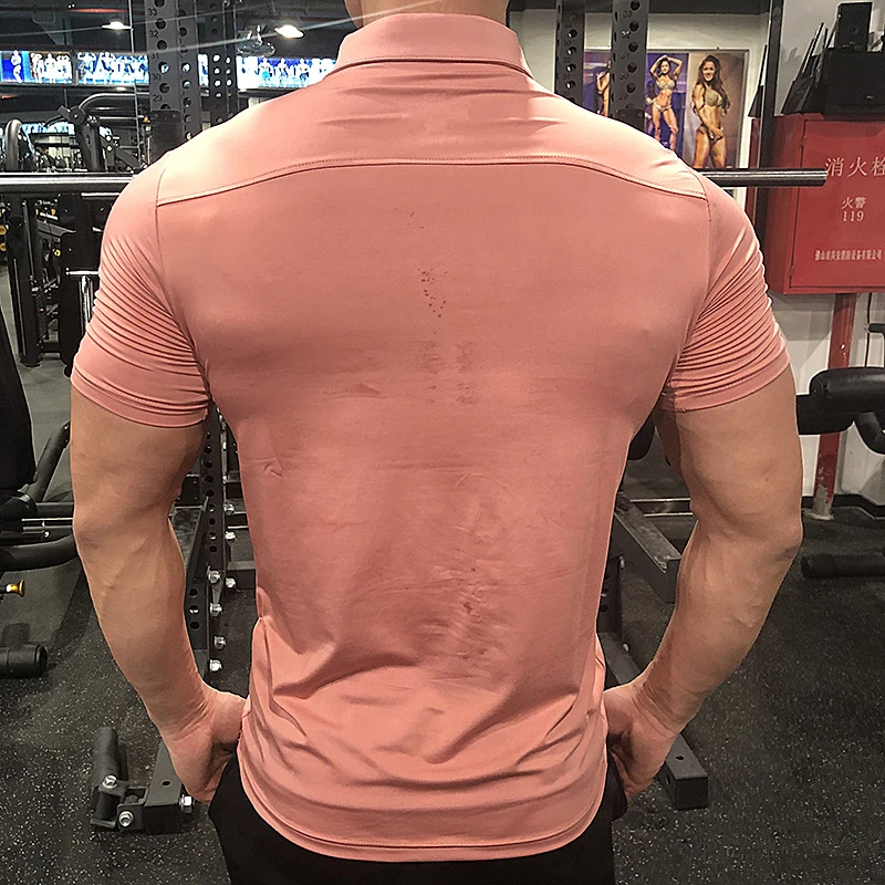 Summer Men Polo T-shirt Gym Running Training Fitness Bodybuilding Casual Sport Top Quality Cotton Short Sleeve Male Tops Tees