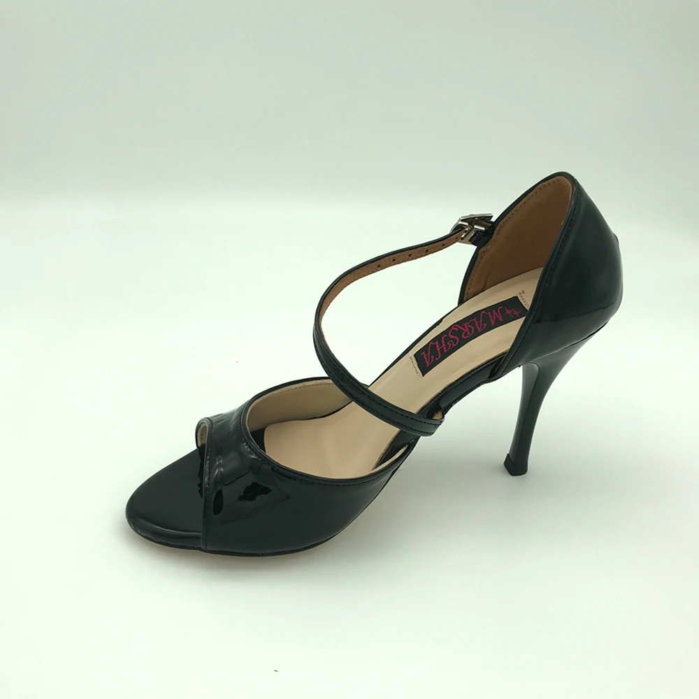 Argentina Tango Dance Shoes Flamenco shoes wedding & party shoes for women with leather outsole T6282BLP black shinning
