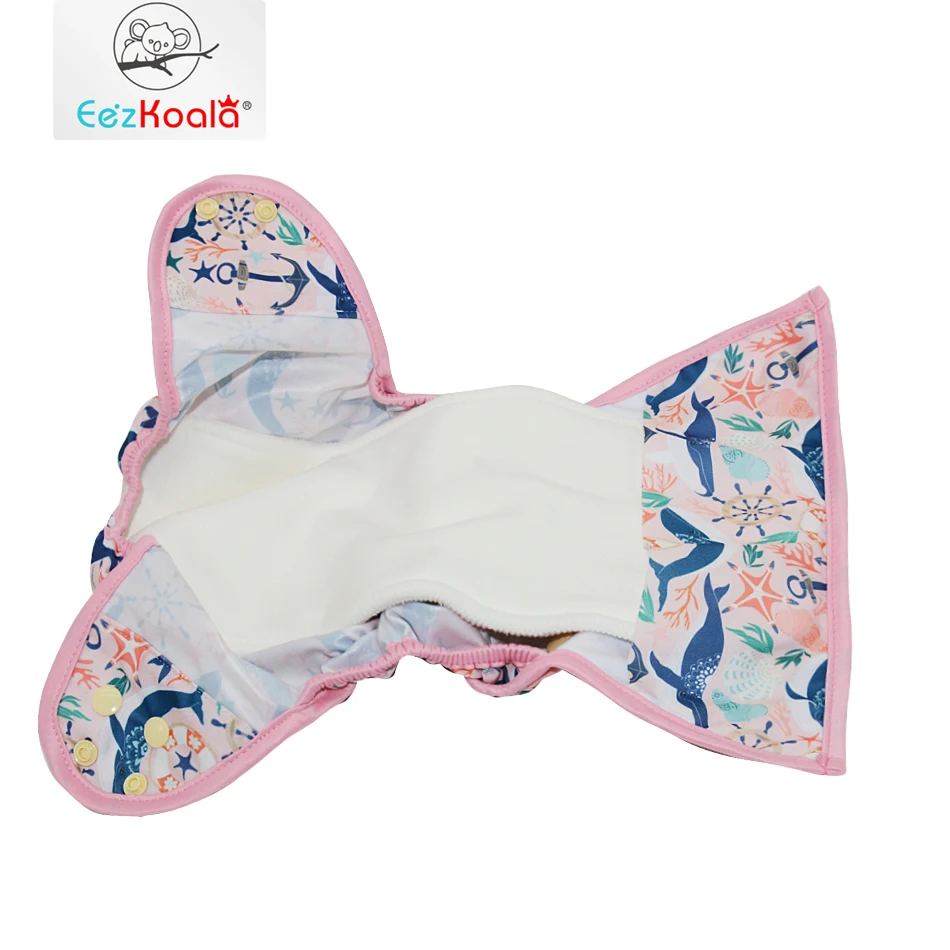 EezKoala  Cloth Diaper Insert 4 layers Bamboo Cotton Baby washable Nappy for Cloth Diaper Cover. Reusable Pocket Diaper