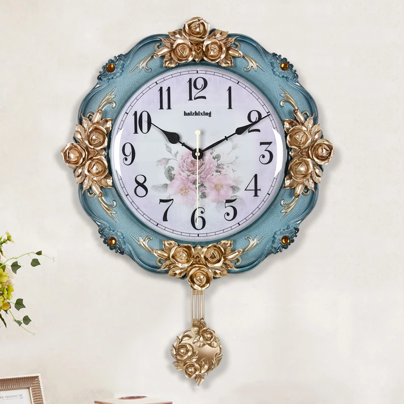 European style creative fashion wall clock living room mute art decoration clock home modern light luxury clock wall watch