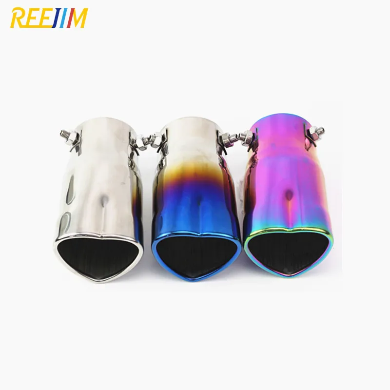 Reejim Heart Shaped Universal Car Exhaust Muffler Tip  Stainless Steel Pipe Chrome Exhaust Tail Muffler Tip Pipe Silver