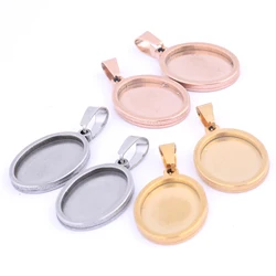 5pcs oval cabochon bezel pendant tray settings 13x18mm cameo base blanks diy charm necklace making findings