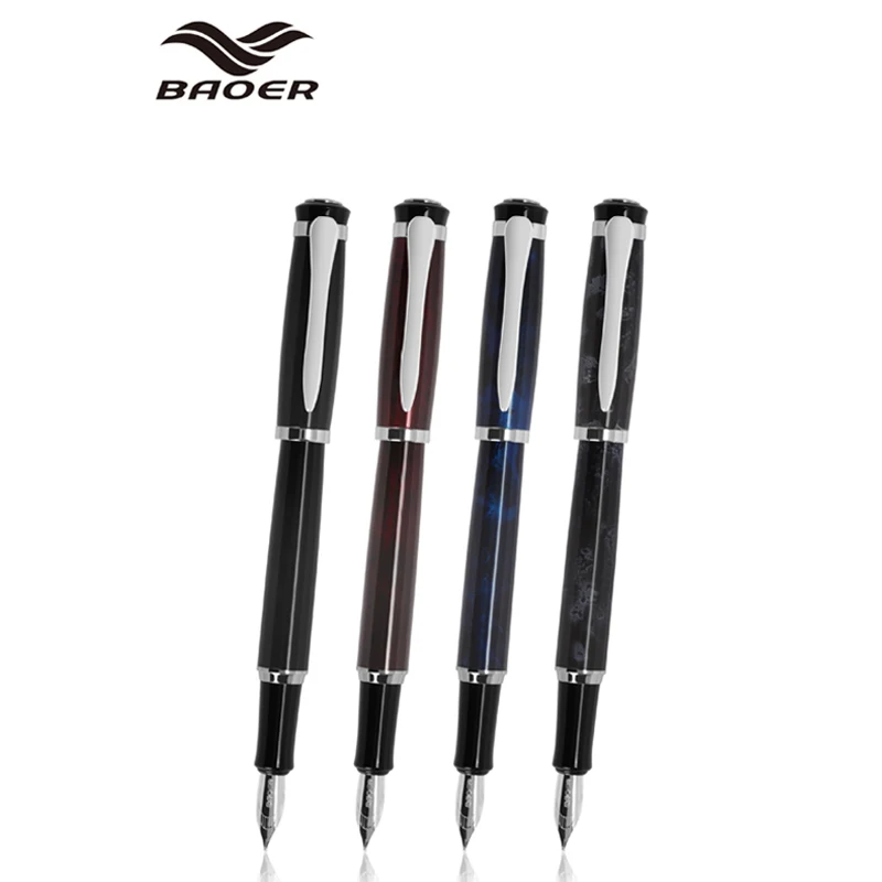 

Baoer Metal 508 Fountain Pen With Silver Clip Iridium Medium Nib Pattern For Business Writing Gift Pen