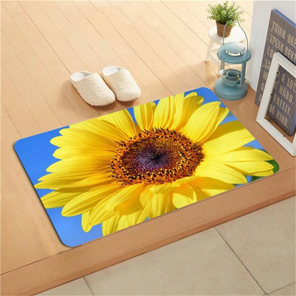 40x60cm Non-slip Flannel Floor Mat Sunflower Print Doormat for Entrance Floor Mat Door Mat Carpet tapis Kitchen Mat Home Decor