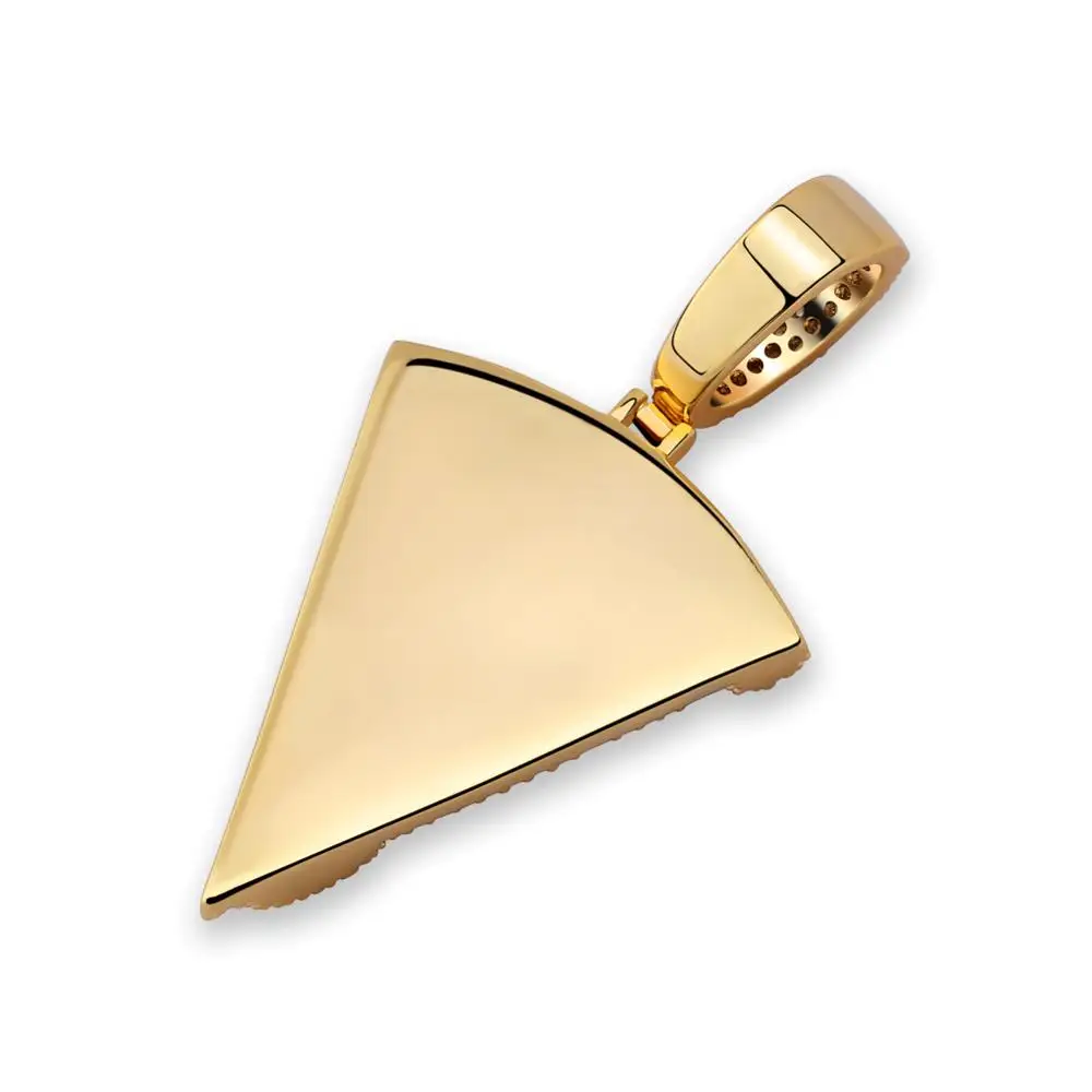 TOPGRILLZ Iced Out Pizza Pendant&Necklace Copper Gold Silver Color Micro Paved Cubic Zircon Hip Hop Jewelry Gift For Men