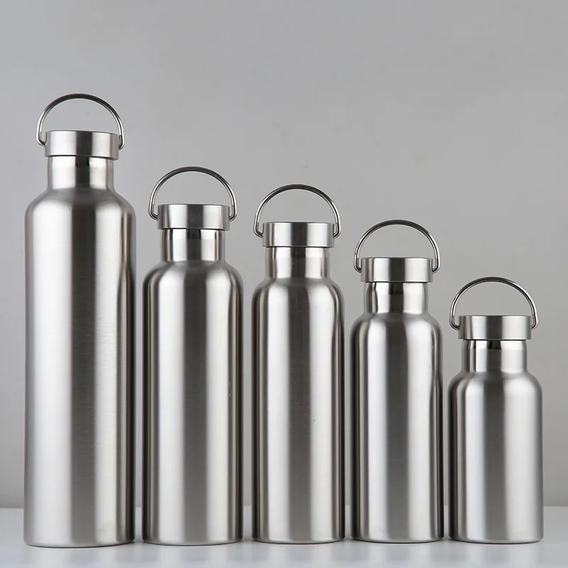 Stainless Steel Water Bottle Leak-proof Single Wall Large Capacity Wide Mouth Hot Cold Water Bottle Drinkware