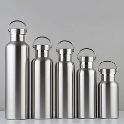 Stainless Steel Water Bottle Leak-proof Single Wall Large Capacity Wide Mouth Hot Cold Water Bottle Drinkware