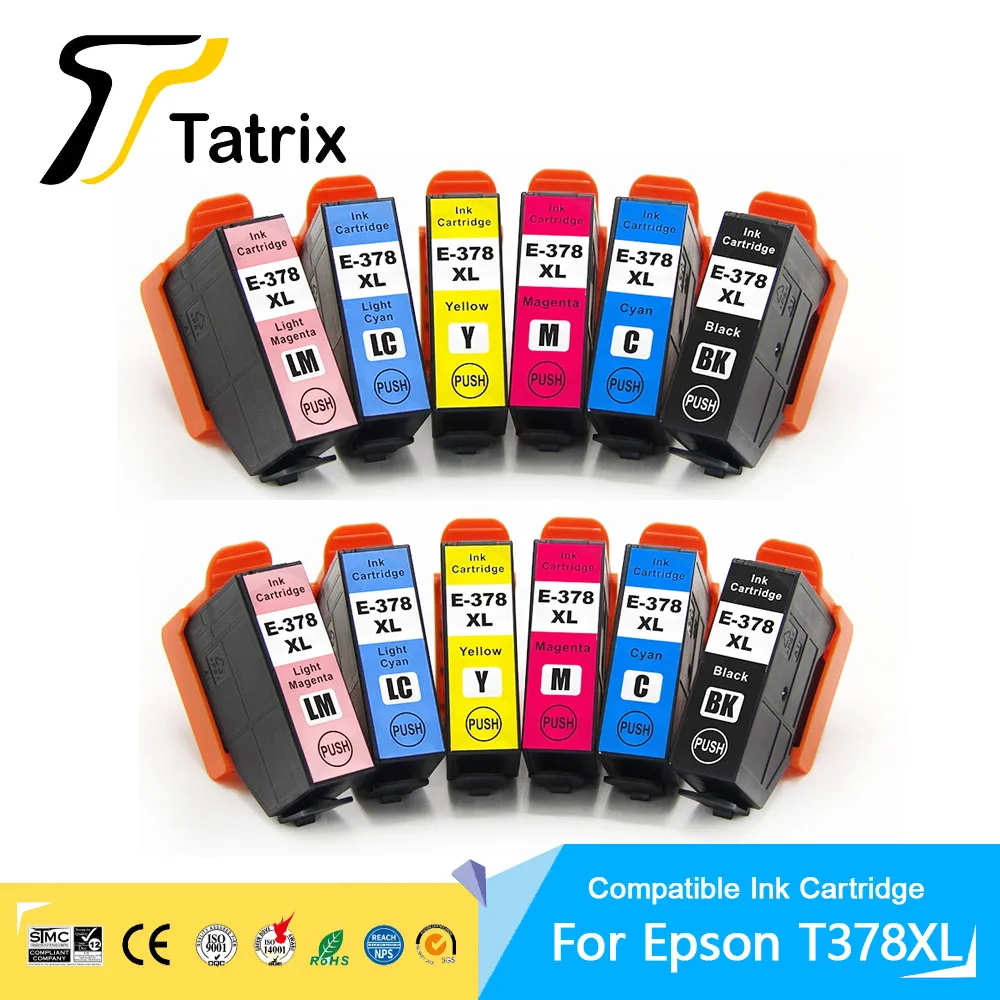 Tatrix For epson 378XL T378XL Color Compatible Printer Ink Cartridge for Epson Expression Photo XP-8500/XP-8505/XP-15000/XP-8600