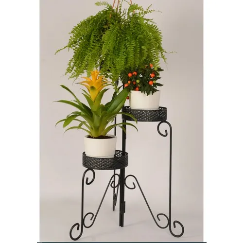 CANDLESTICK HOME Wrought Iron Metal Black 3 Tiers Foldable Flower bed