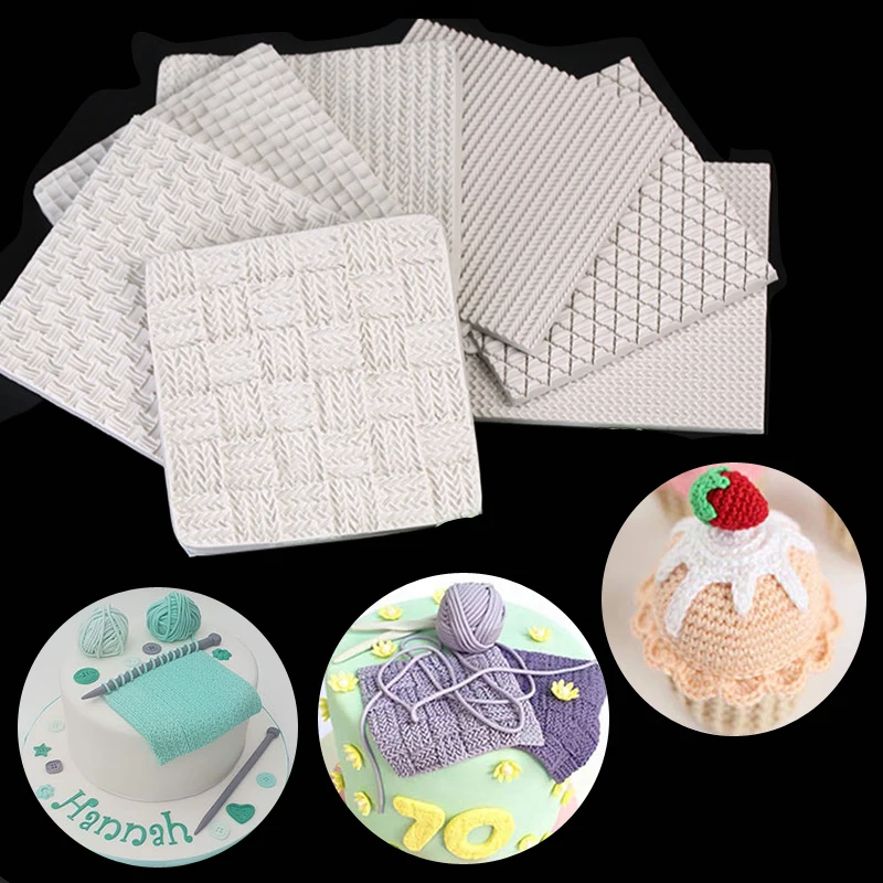 New Silicone Baby Knit Weave Fondant Mould Knitting Molds Embosser Border For Cake Sugarcraft Decoration Fondant Sugar FormM2479