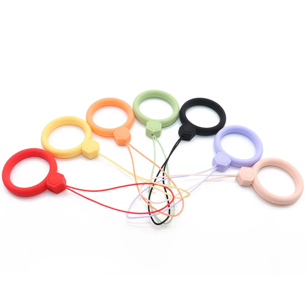 Anel fivela para o telefone móvel caso doces cor bonito anel de dedo cinta de silicone chaveiro corrente cordão acessórios para airpods caso