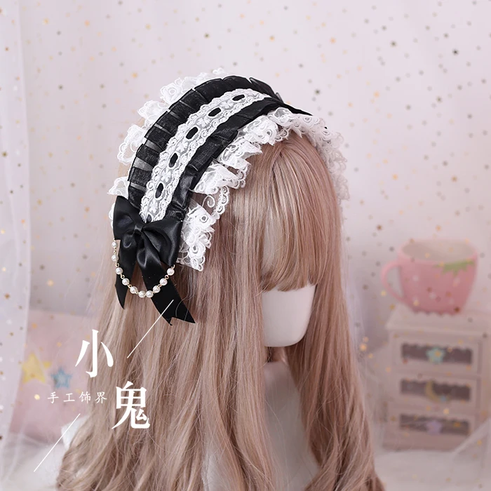 Japanese Sweet Cosplay Lolita Bonnet Headwear Retro Princess Hair Band Girl Bow Lace Hair Clip Headbands A326