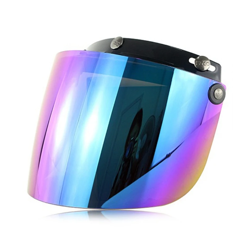 2024 New Open Face Helmet Visor Motorcycle Helmet Bubble Visor Lens Bubble Shield 3-Snap Design Flip Up Down Helmets Accessories