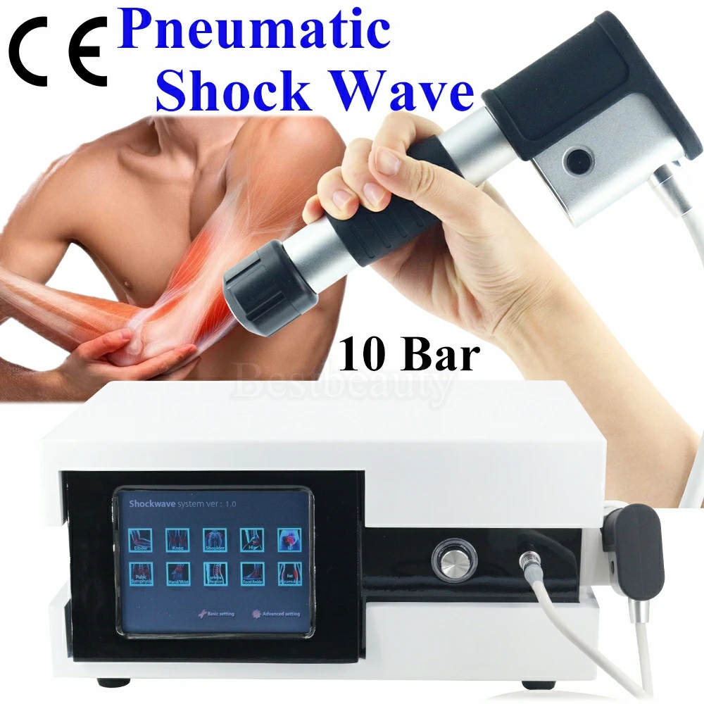 

10Bar Professional Pneumatic Shockwave Therapy Machine Radial Shock Wave Tennis Elbow Joint Pain Relief Massager New Equipment