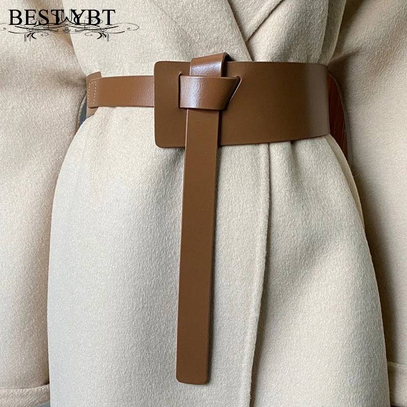 Best YBT Knot Pu Leather Belts for Women Soft Knotted Strap Belt Long Dress Accessories Lady Waistbands