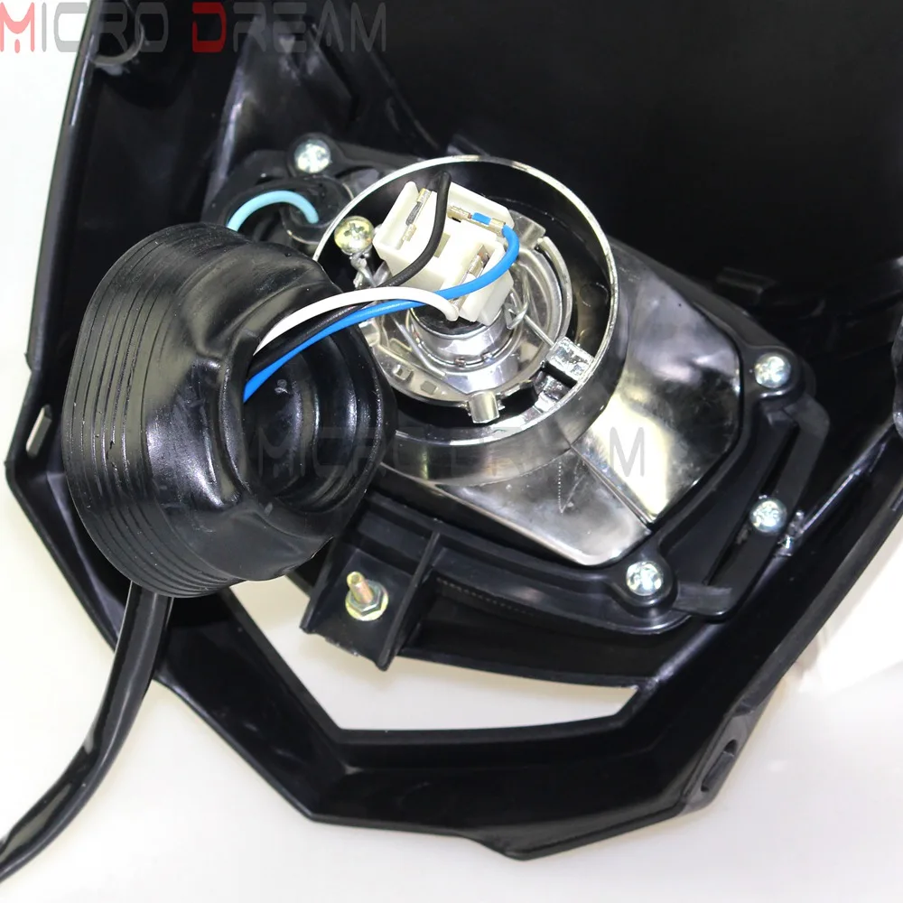 Motocross Dirt Bike Offroad Enduro H4 Headlight Universal 12V 35w Motorcycle Headlamp Mask for Honda Yamaha Suzuki CRF WRF DR YZ